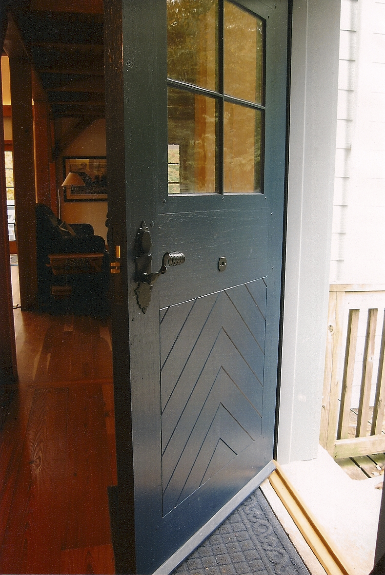 Period Style Blue Door Windows Iron Handle Knob